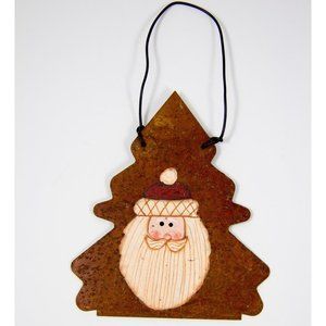 Crazy Mountain Henton Rusty Christmas Tree Santa Face Ornament Primitive